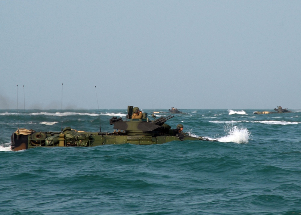 USS Carter Hall and beach landing exercise