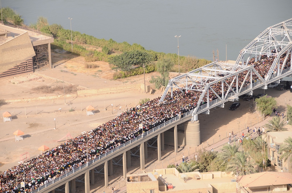 Pilgrims cross over new bridge