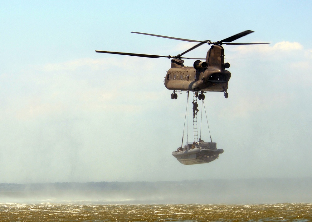 Army Helicopter Lifts Naval Special Warfare RHIB