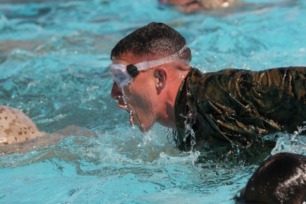 Marines keep their heads above water in challenging swim instructor course