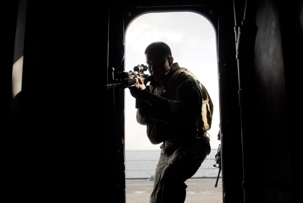 Drills on USS Blue Ridge