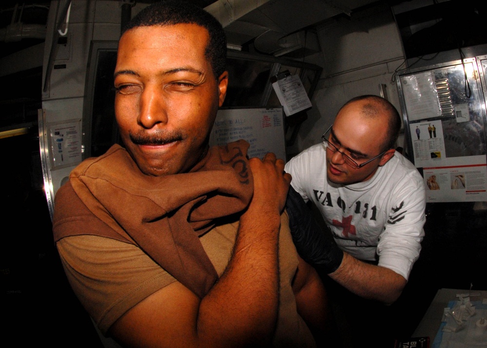 Seabees receive Small Pox Vaccination