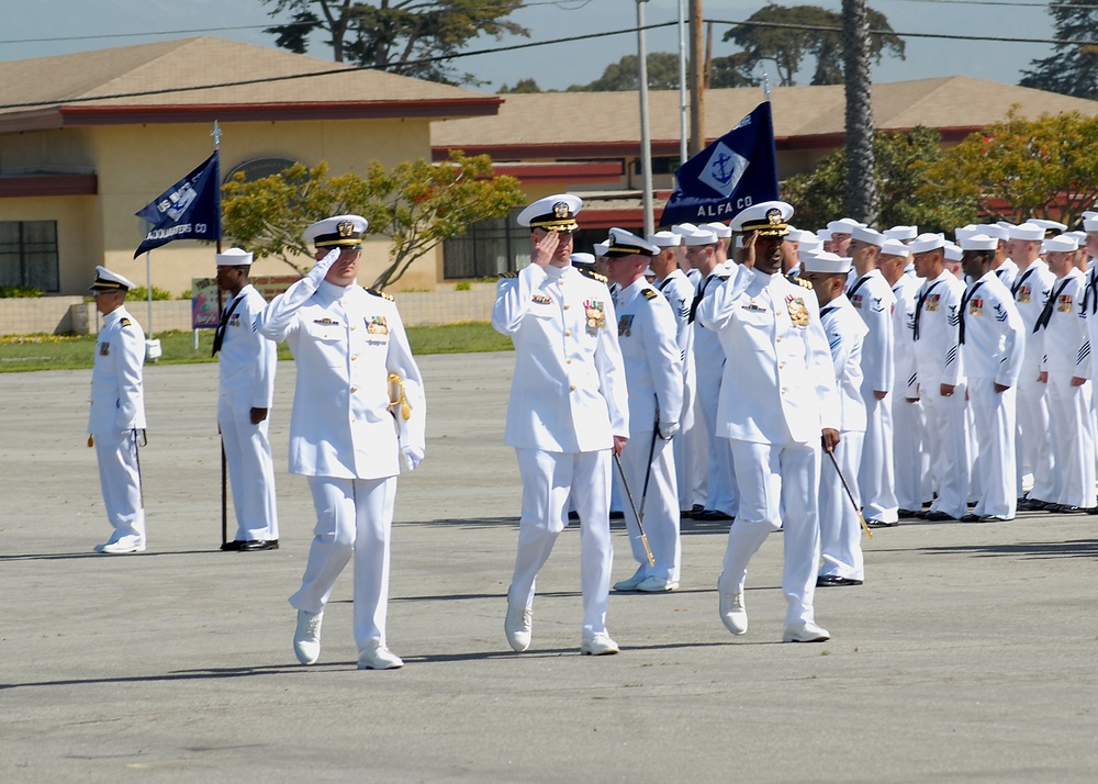 Officers inspect Seabees