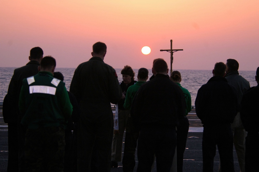 Easter Sunrise Service Aboard USS Kitty Hawk