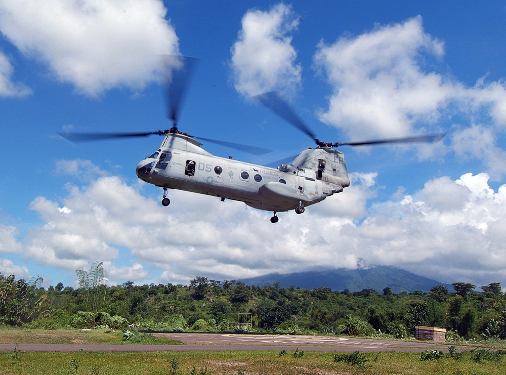 Service members work in Indonesia