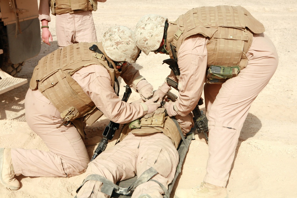Combat Logistics Battalion-1 Security Marines train for faster evacuation time