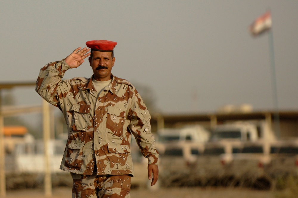 U.S. Airman Works With Iraqi Sergeant Major