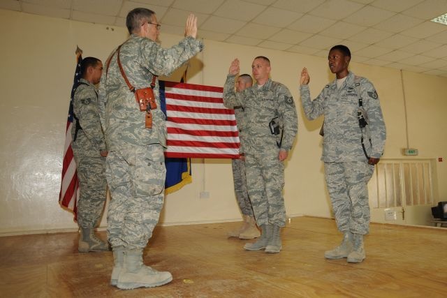 Gen. Bash Reenlists Airmen