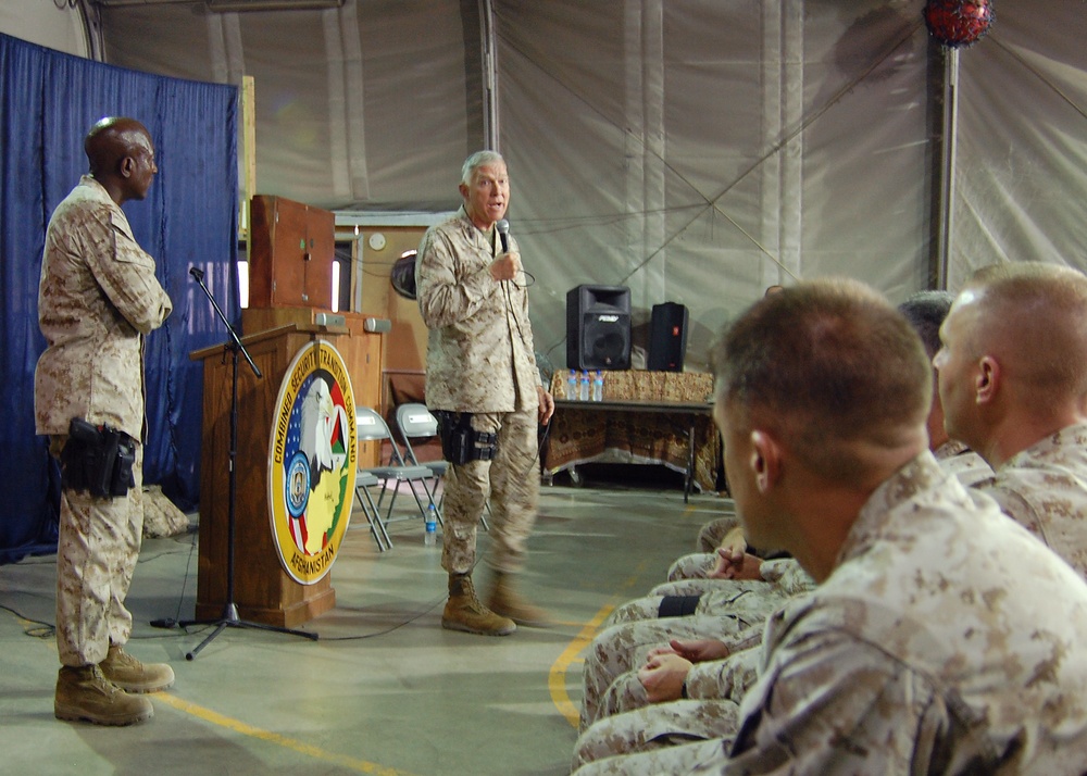 Top Marines visit service members at Camp Eggers
