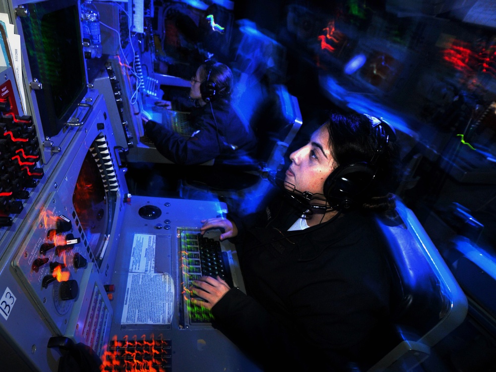 Managing the consule aboard the USS Abraham Lincoln