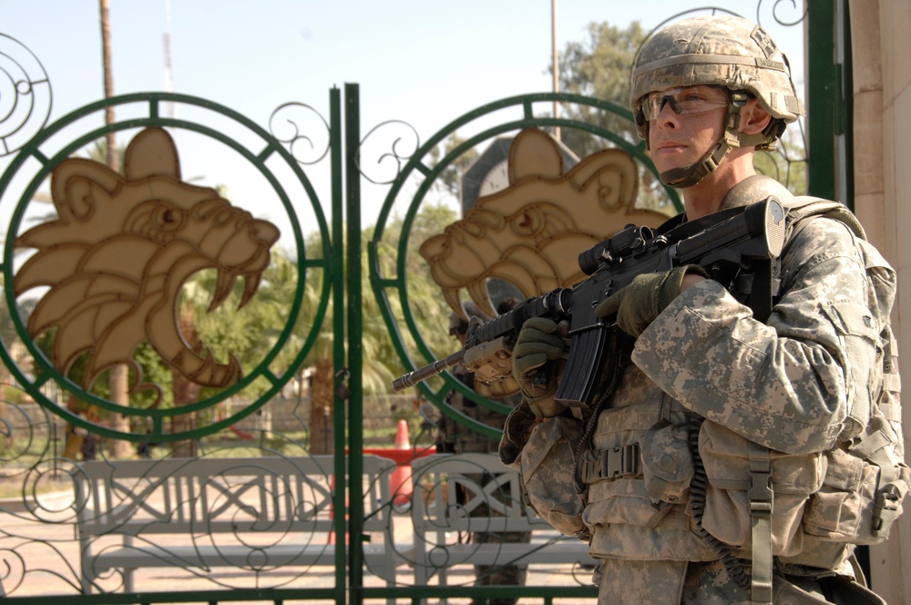 U.S. Soldier Provides Security at Baghdad Zoo