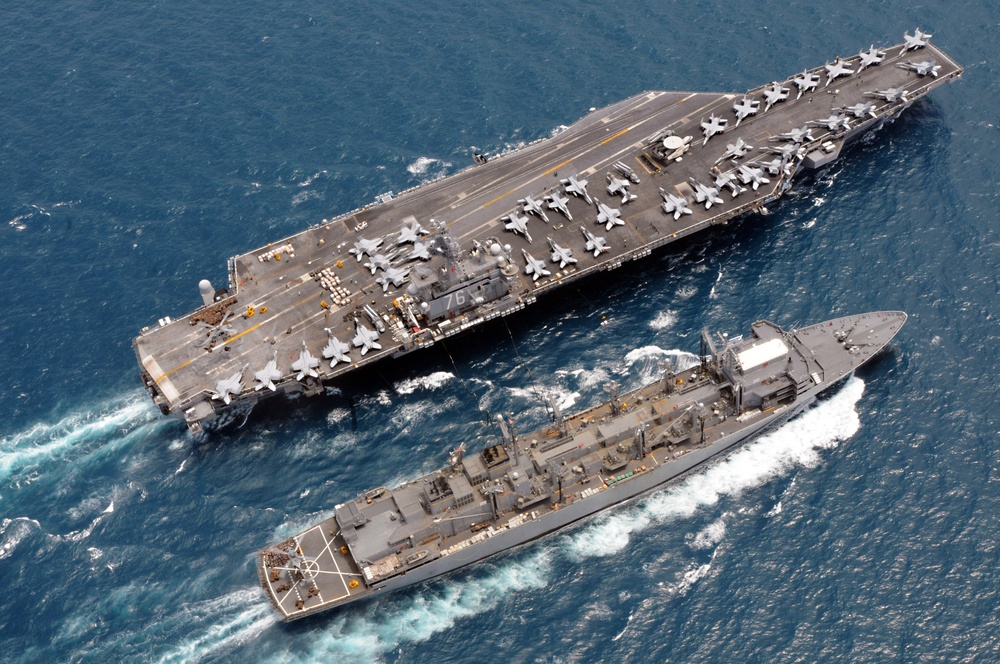 USS Ronald Reagan, USNS Bridge Replenish At Sea