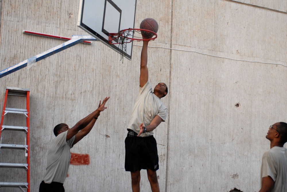 Basketball hoop attracts competitors at FOB Callahan