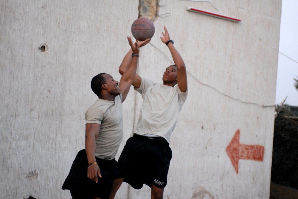 Basketball hoop attracts competitors at FOB Callahan