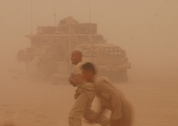 U.S. Marines Play Football in Duststorm