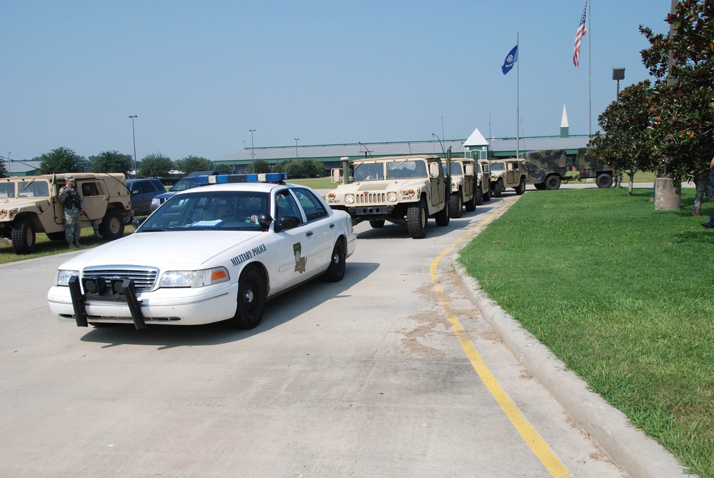 Louisiana National Guard, 256th IBCT staging vehicles