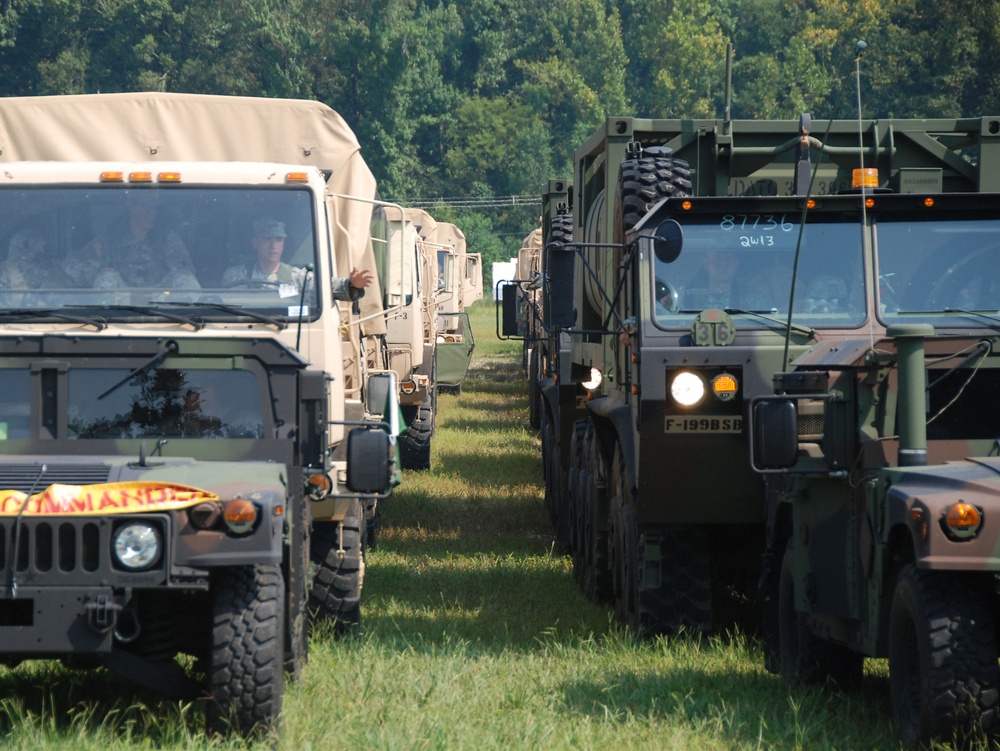 Louisiana National Guard, 256th IBCT staging vehicles