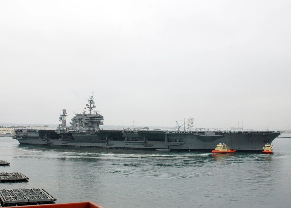 USS Kitty Hawk Leaves Pier for Final Time at Sea