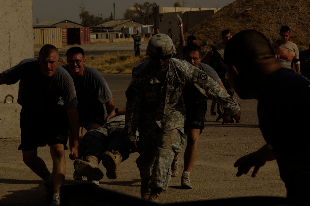 U.S. Soldiers participate in mass casualty exercise