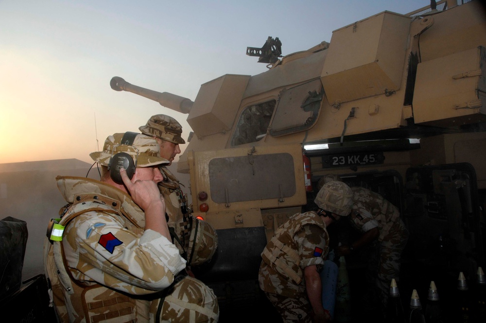 British Soldiers Calibrate Artillery
