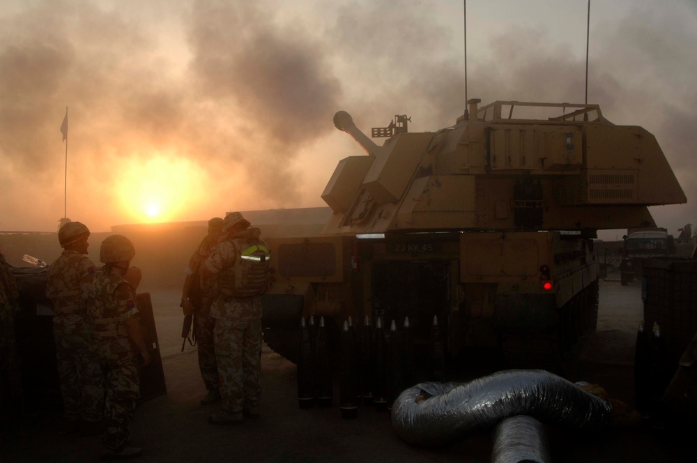 British Soldiers Calibrate Artillery