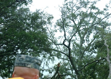 Hurricane Gustav hitting a Louisiana National Guard post