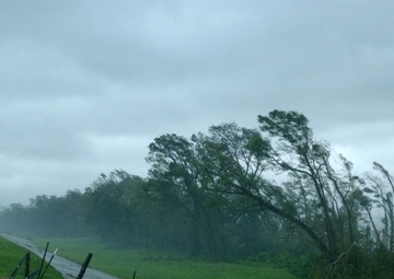 Hurricane Gustav hitting a Louisiana National Guard post