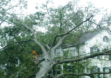 Hurricane Gustav hitting a Louisiana National Guard post