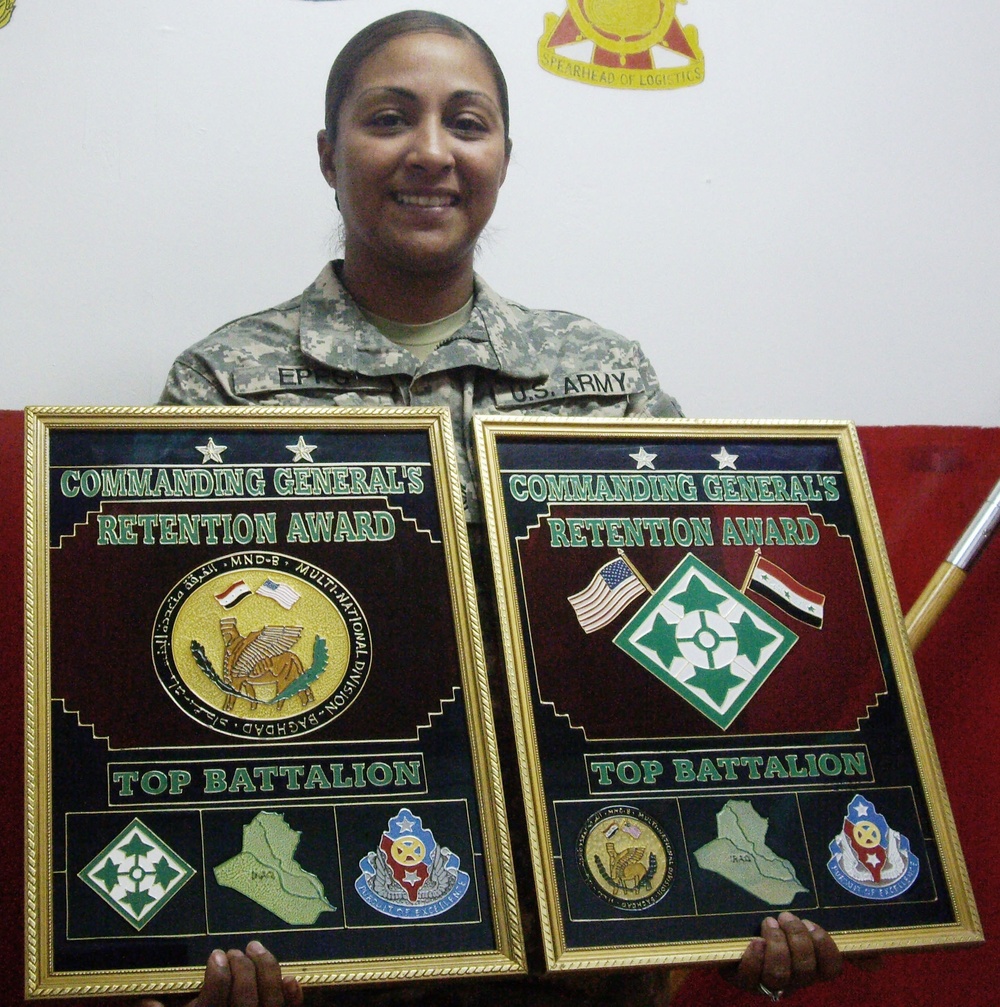 Awards - The 168th Brigade Support Battalion Reenlistment Team is recognized for their outstanding work