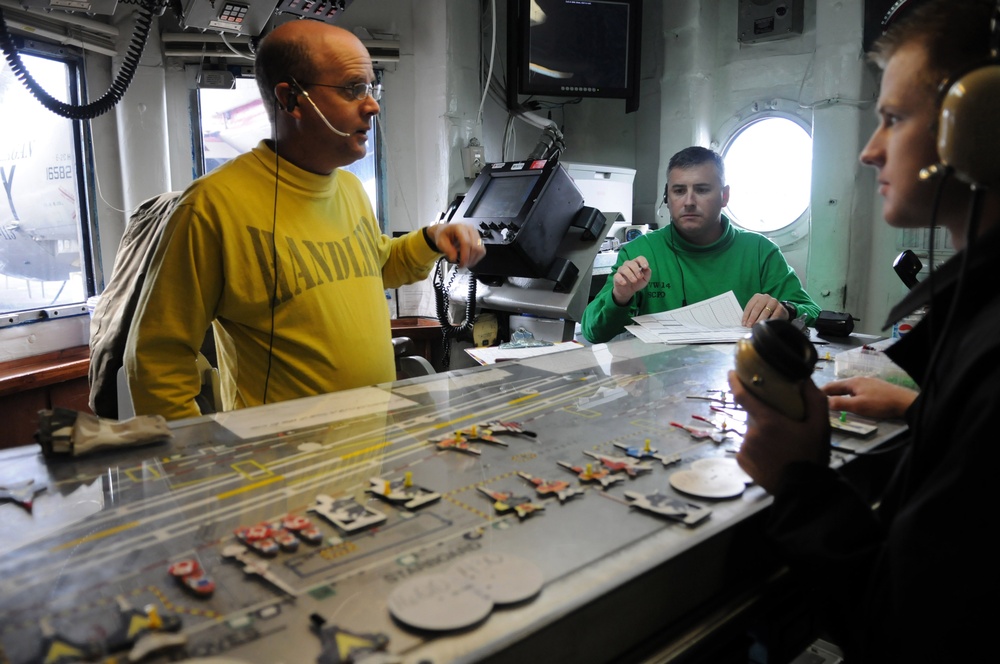 Flight operations aboard USS Ronald Reagan flight deck