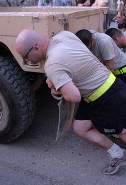 Infantry Soldiers compete in Ironman competition on FOB Loyalty