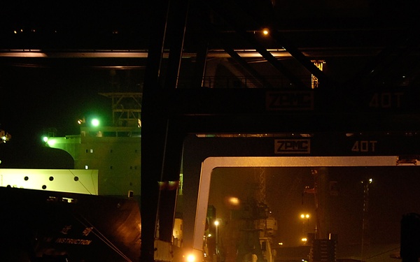 Iraqi Marines and British Soldiers Patrol Port