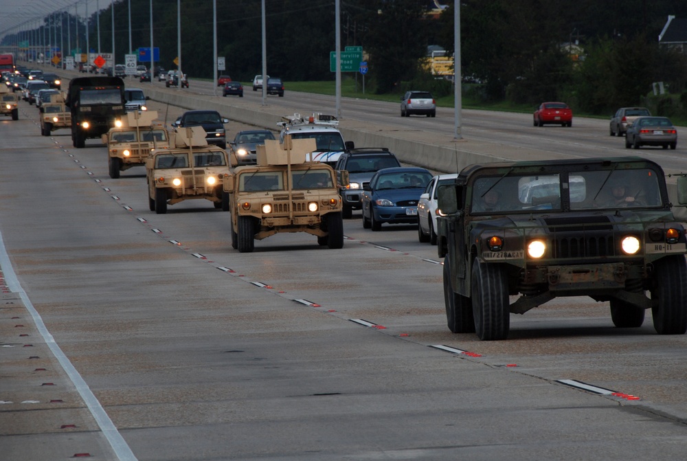 2nd of the 278th Cavalry Regiment Receives a Police Escort From the Baton Rouge Police Department