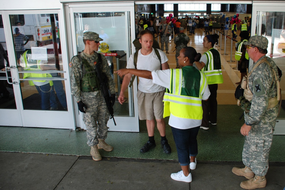 Louisiana National Guard Soldiers provide security as New Orleans residents return home