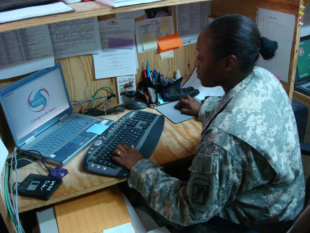 Soldier Checks, verifies work order transactions