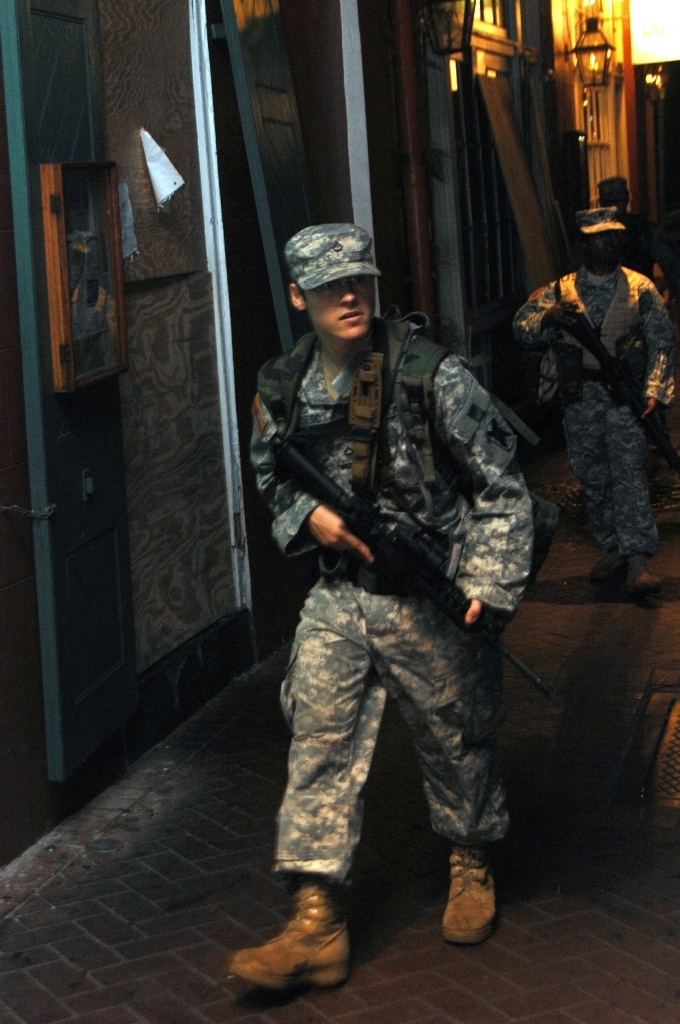 National Guard Soldiers patrol New Orleans, provide security