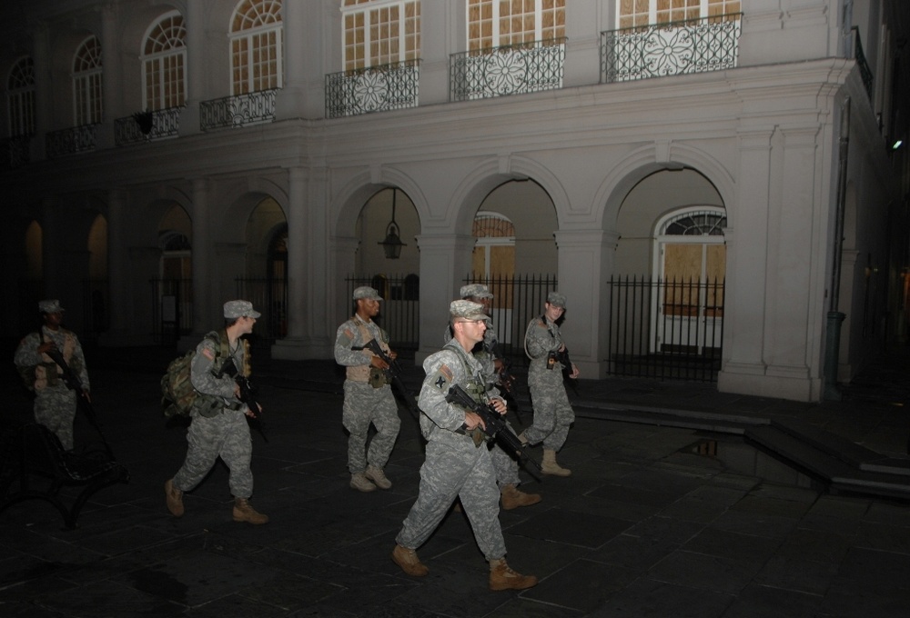 National Guard Soldiers patrol New Orleans, provide security