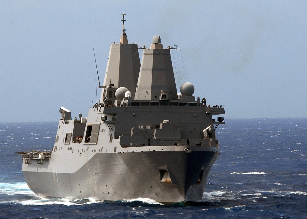 USS San Antonio steams on by