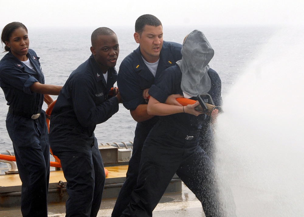 Damage control Olympics aboard USS Carter Hall