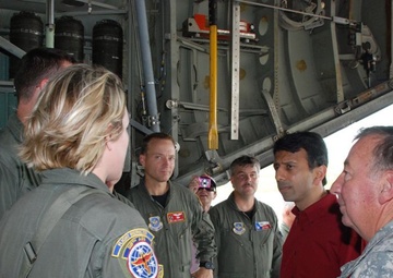 Maj. Gen. Bennett C. Landreneau and Gov. Bobby Jindal, tour Baton Rouge after Hurricane Gustav
