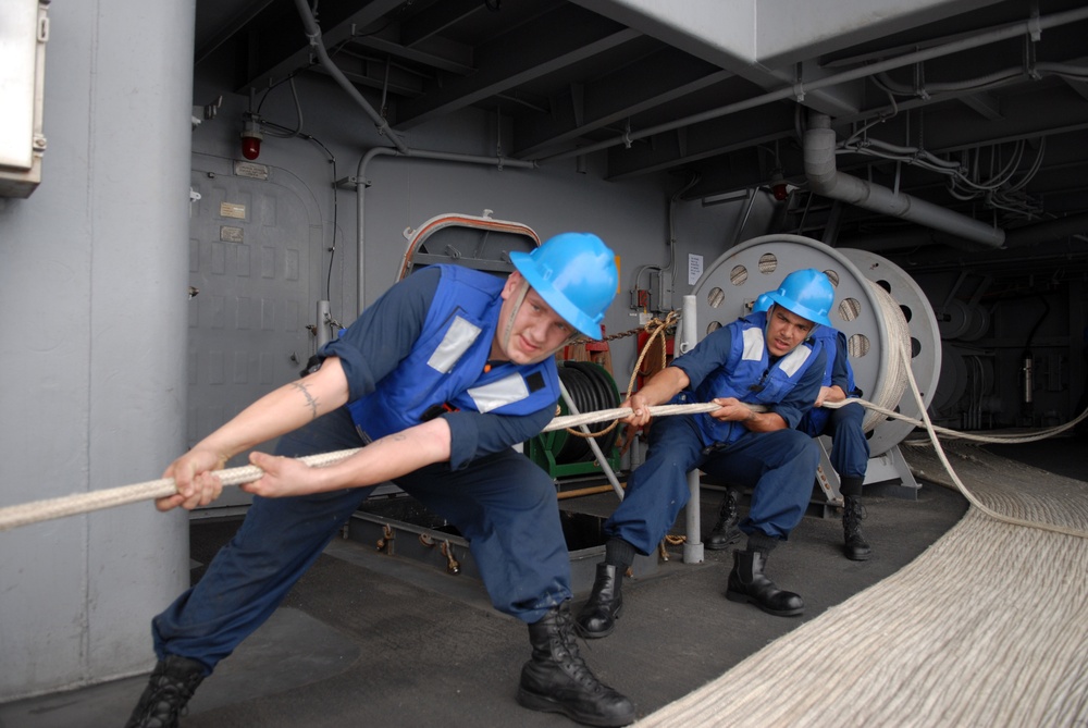 Pulling together aboard the USS Ronald Reagan