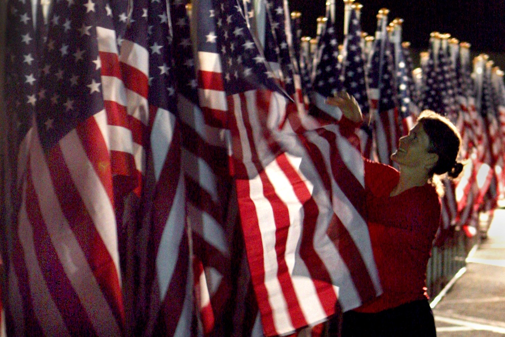 Arranging flags for memorial