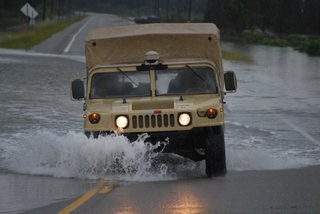 Louisiana Guardsmen conduct recovery operations in Cameron Parish, La., after landfall of Hurricane Ike