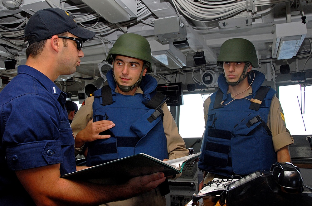 U.S. Coast Guard Cutter Dallas, Turkish coast guard personnel participate in law enforcement boarding exercise