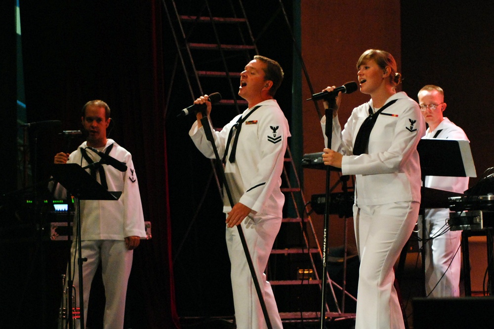 U.S. Navy Band Southwest "Destroyers" perform at La Cueva High School during Albuquerque Navy Week