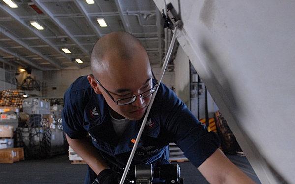 Working in the hangar bay