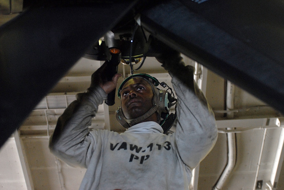 Working in the hangar bay