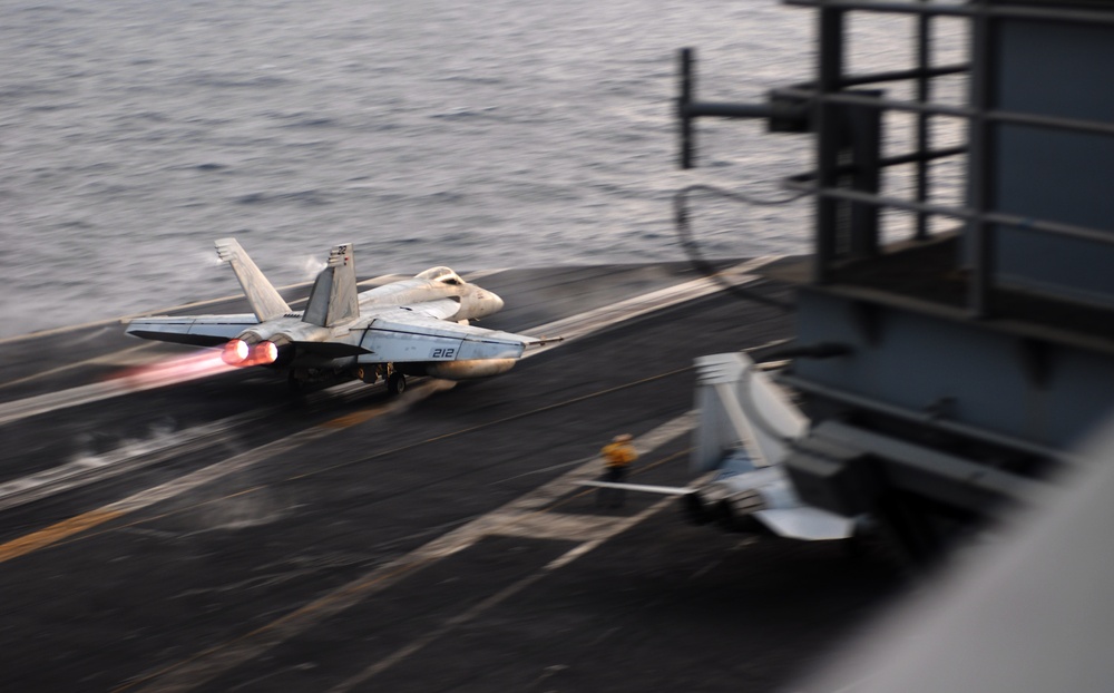 Getting the planes going aboard the USS Ronald Reagan