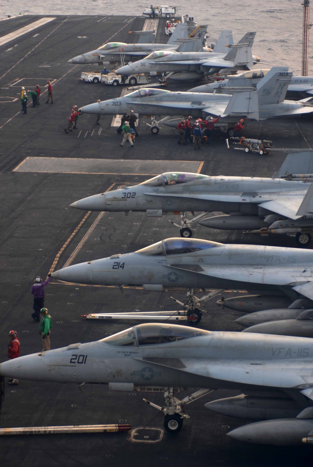 Getting the planes going aboard the USS Ronald Reagan