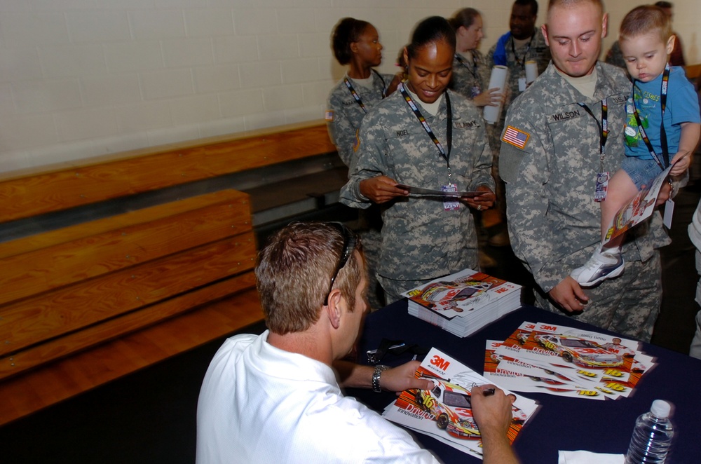 Dale Earnhardt Jr. and other NASCAR drivers spend time with recovering troops